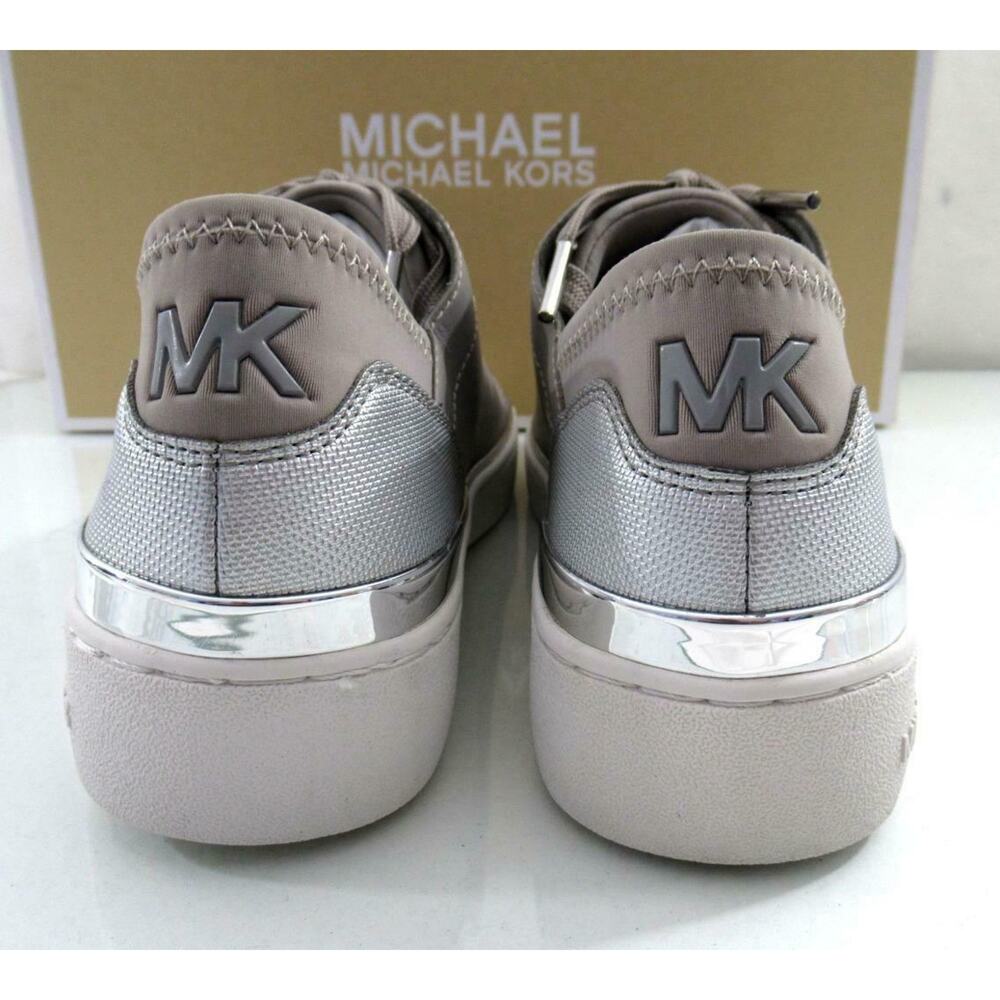 Women's Michael Kors Scout Lace Up Sneaker MK Logo Scuba Pearl Grey Size 6 - Picture 8 of 11